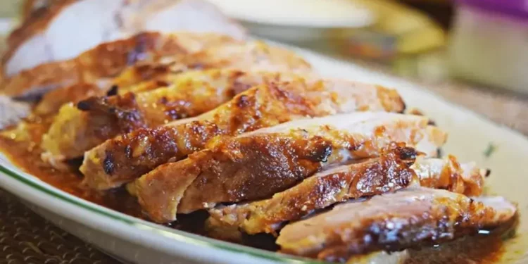 Lombo de porco com molho de hortelã